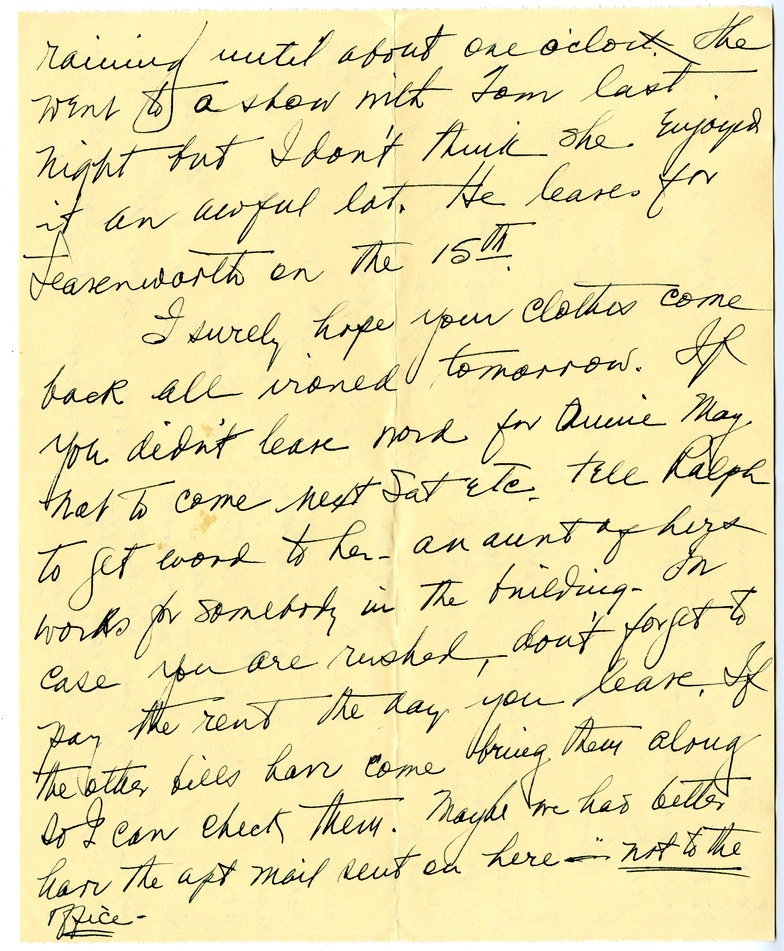 Letter from Bess W. Truman to Harry S. Truman