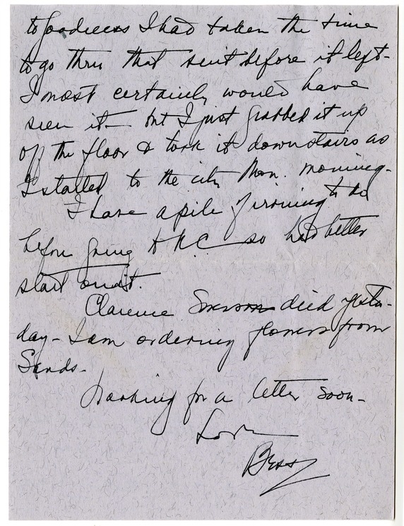Letter from Bess W. Truman to Harry S. Truman