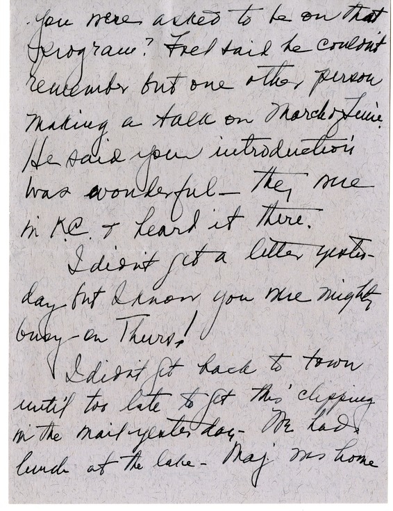 Letter from Bess W. Truman to Harry S. Truman