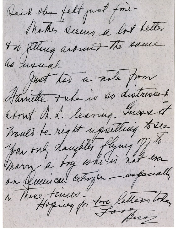 Letter from Bess W. Truman to Harry S. Truman