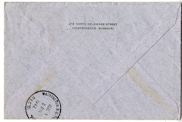 Letter from Bess W. Truman to Harry S. Truman