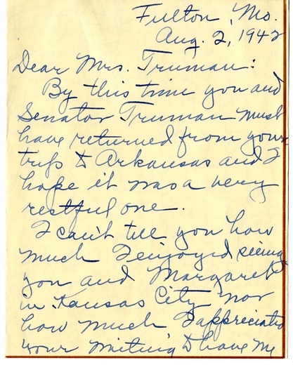 Letter from Bess W. Truman to Harry S. Truman