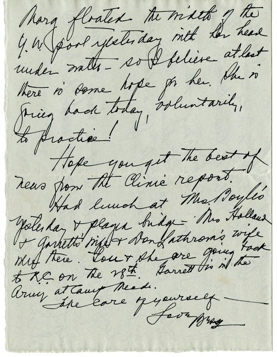 Letter from Bess W. Truman to Harry S. Truman