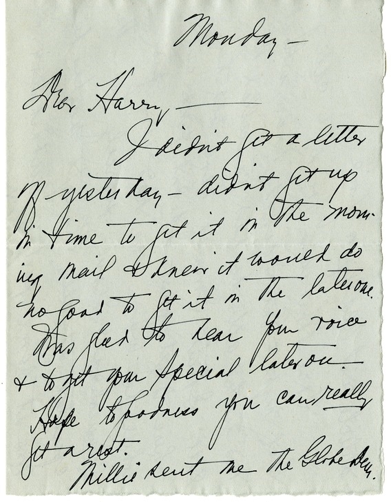Letter from Bess W. Truman to Harry S. Truman