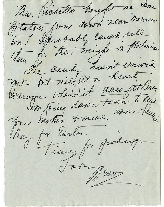 Letter from Bess W. Truman to Harry S. Truman