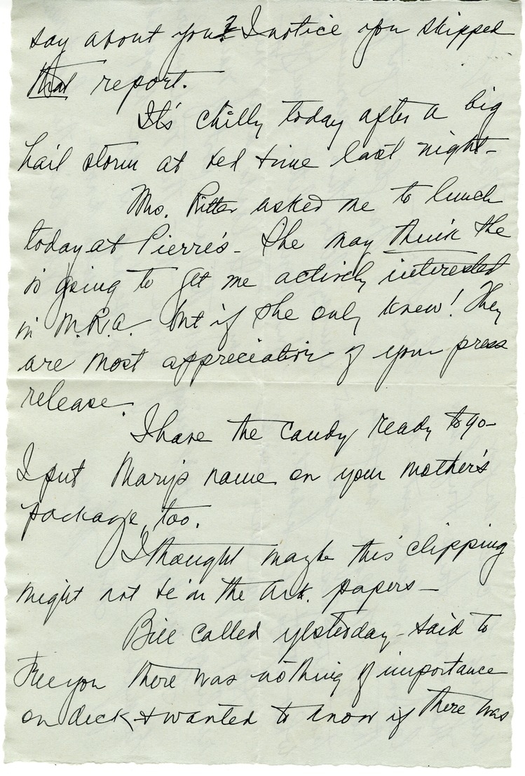 Letter from Bess W. Truman to Harry S. Truman