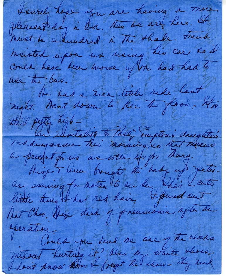 Letter from Bess W. Truman to Harry S. Truman