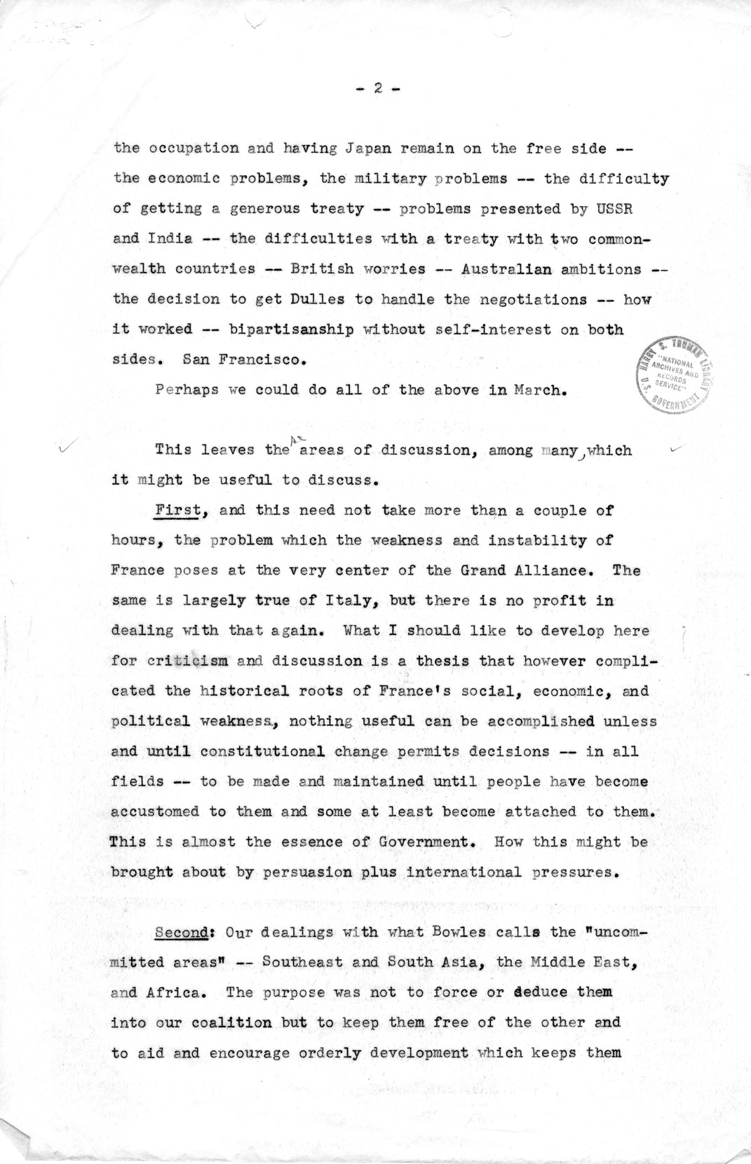 Memorandum by Dean Acheson