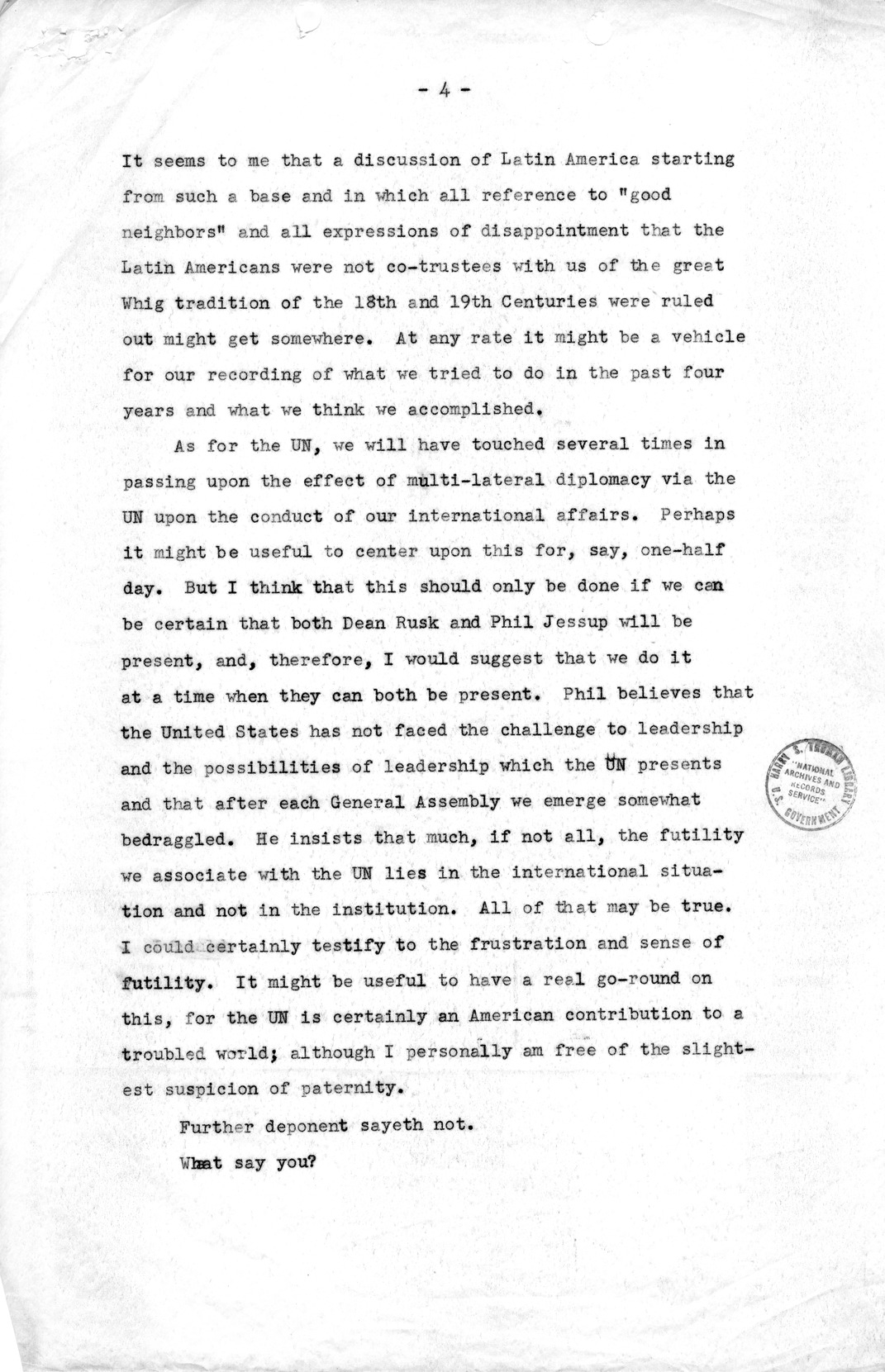 Memorandum by Dean Acheson