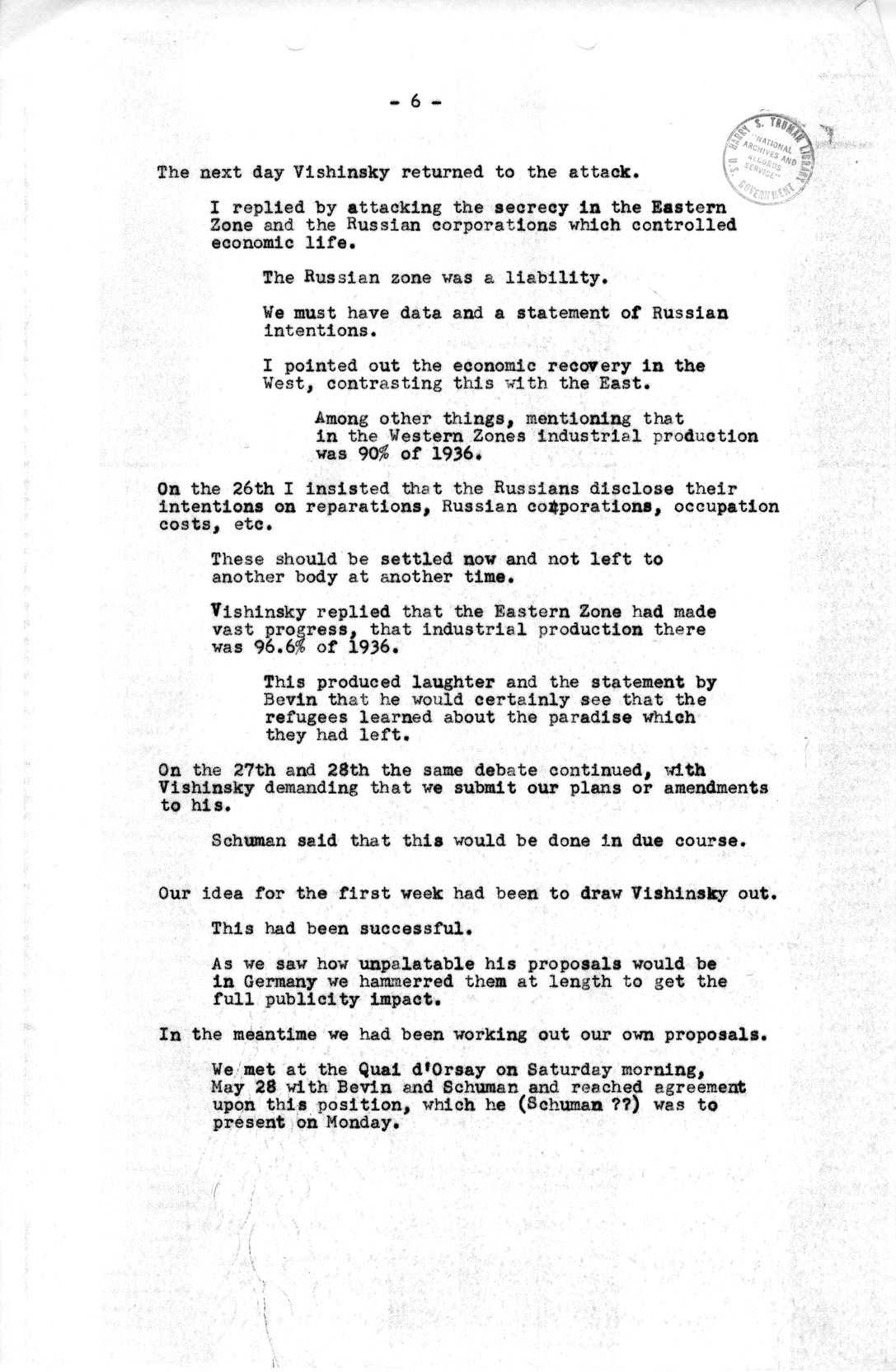 Notes for Discussion of the Council of Foreign Ministers