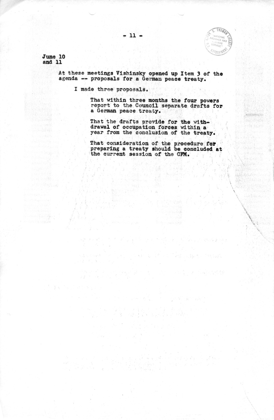 Notes for Discussion of the Council of Foreign Ministers