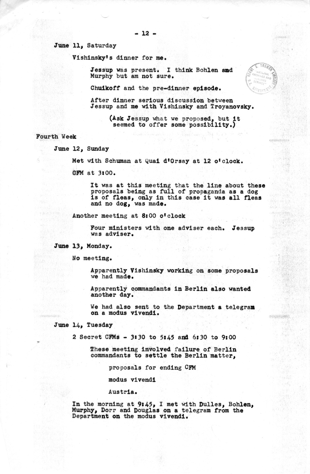Notes for Discussion of the Council of Foreign Ministers