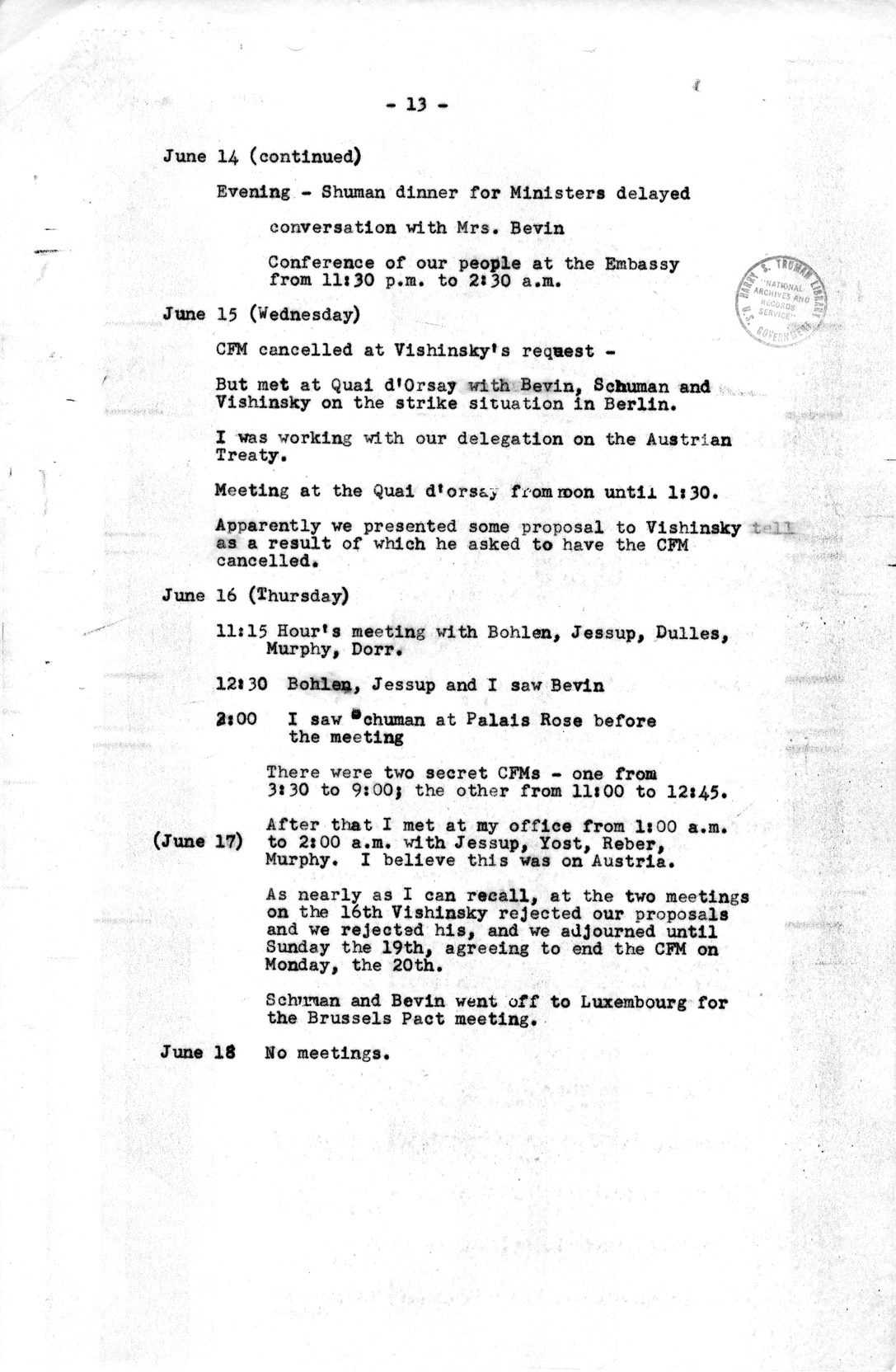 Notes for Discussion of the Council of Foreign Ministers