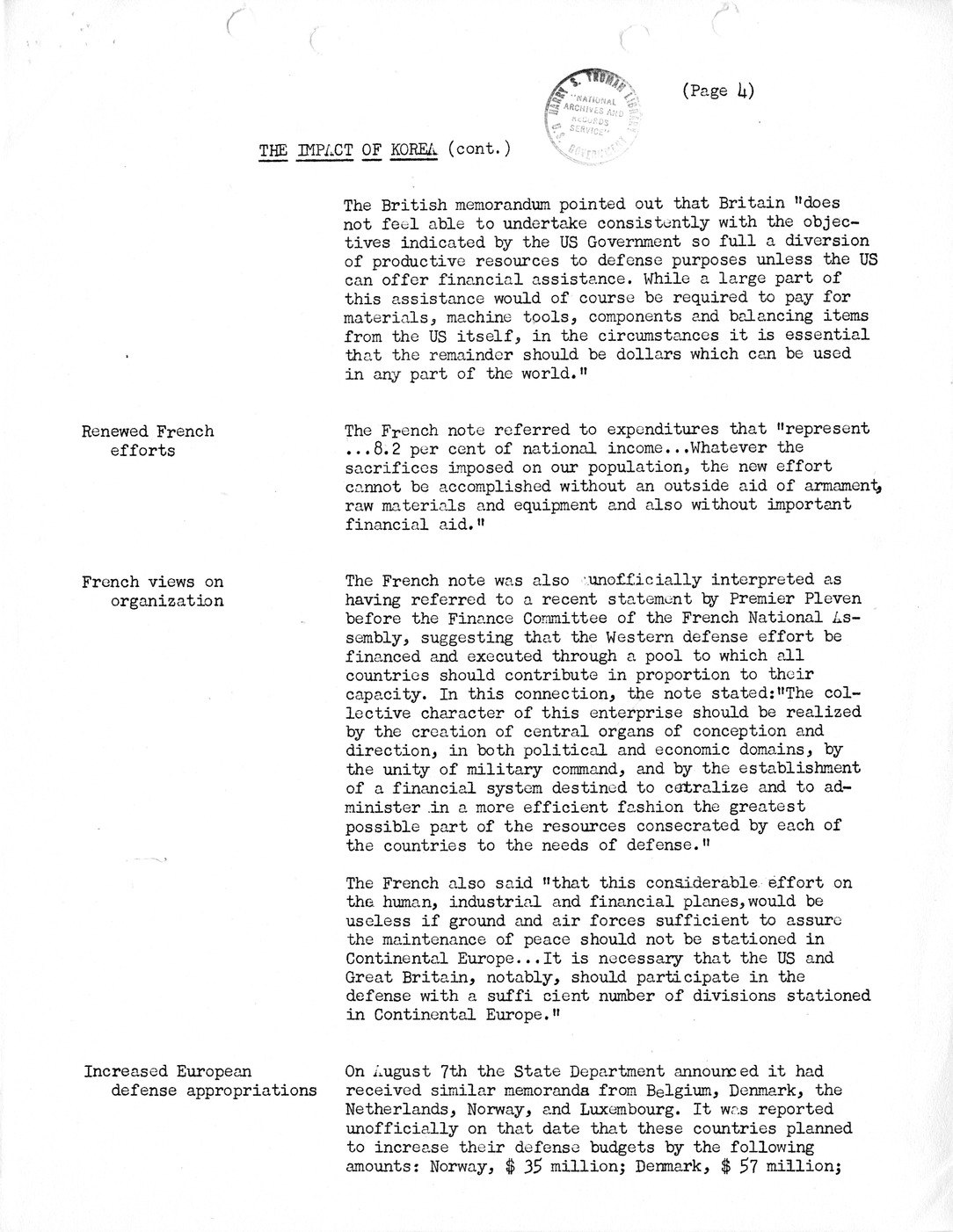 Synopsis F, The Impact of Korea, July-September, 1950