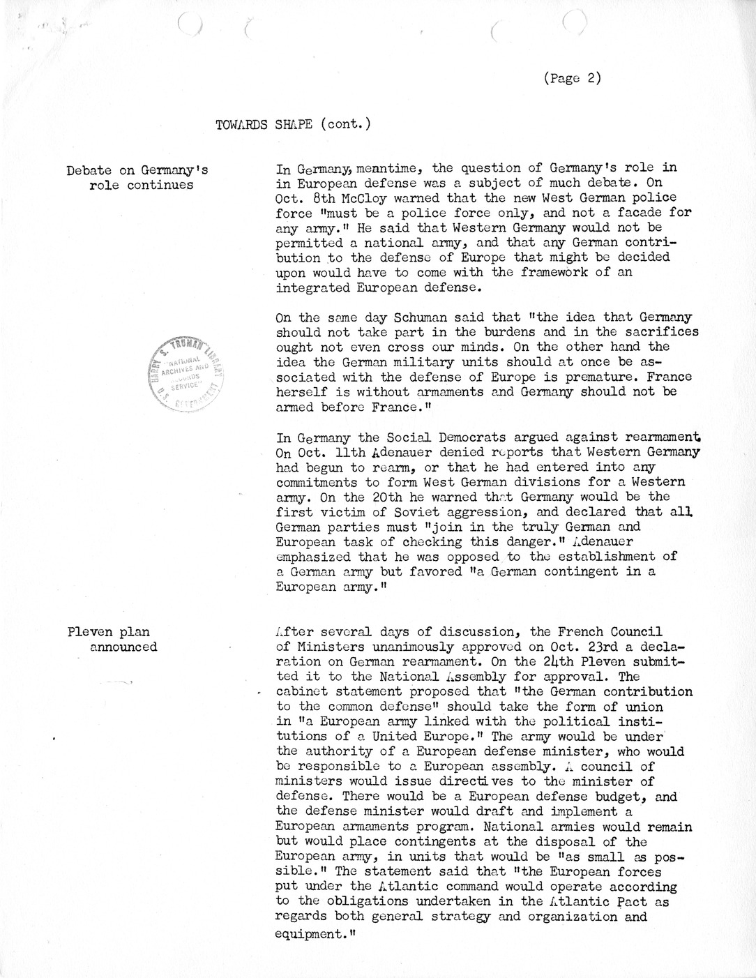 Synopsis G, Towards SHAPE, October-December 1950,