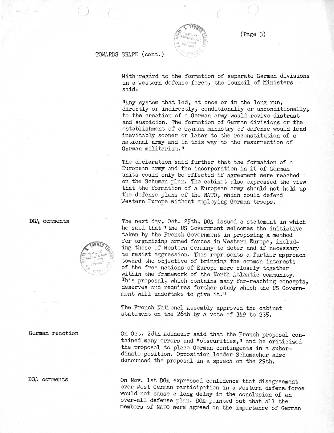 Synopsis G, Towards SHAPE, October-December 1950,