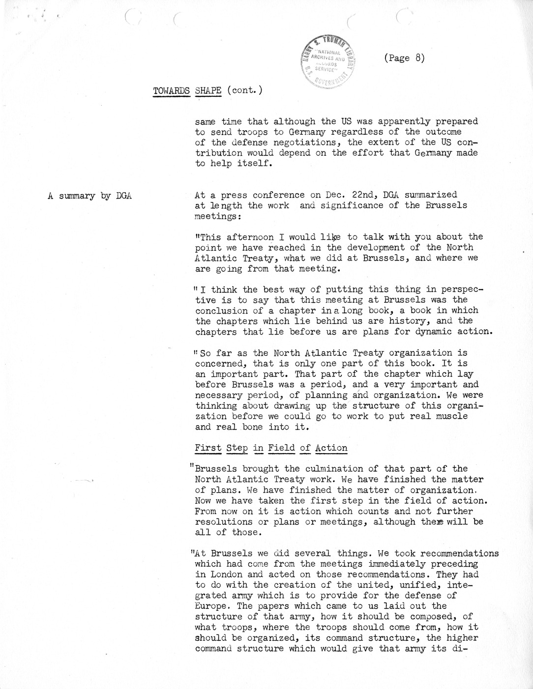 Synopsis G, Towards SHAPE, October-December 1950,