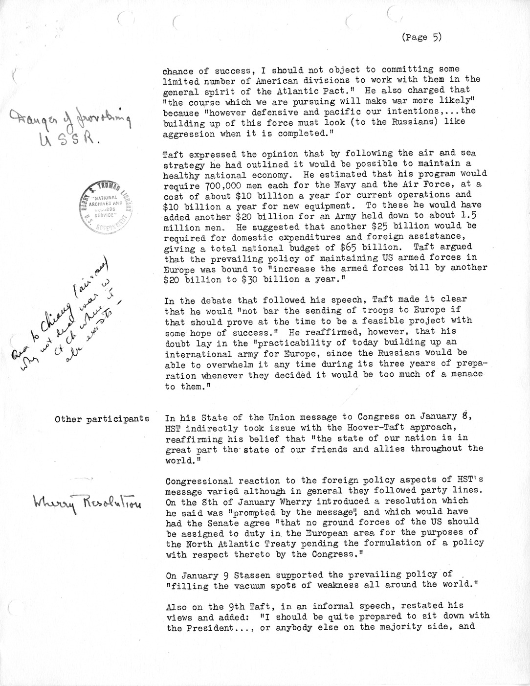 Synopsis H, "The Great Debate" and Troops to Europe, December 1950-April 1951