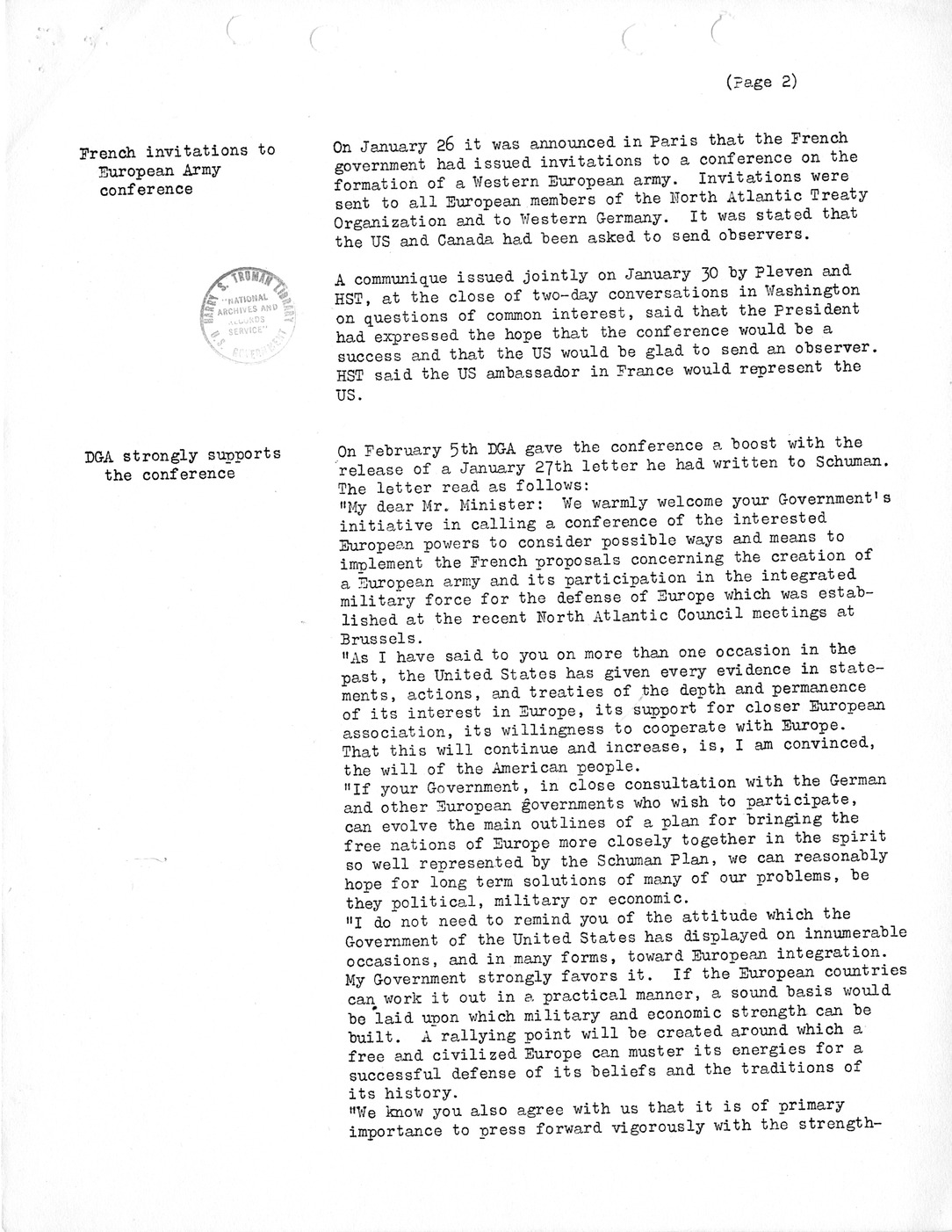 SYNOPSIS I, Miscellaneous Developments in Europe, January-June 1951