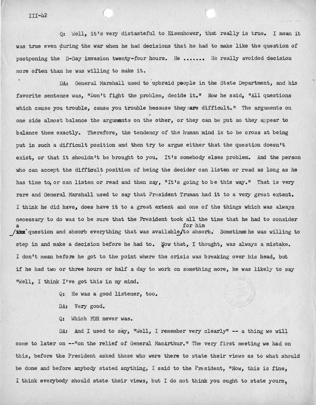 Transcript of Princeton Seminar Discussion, Reel II, III, IV