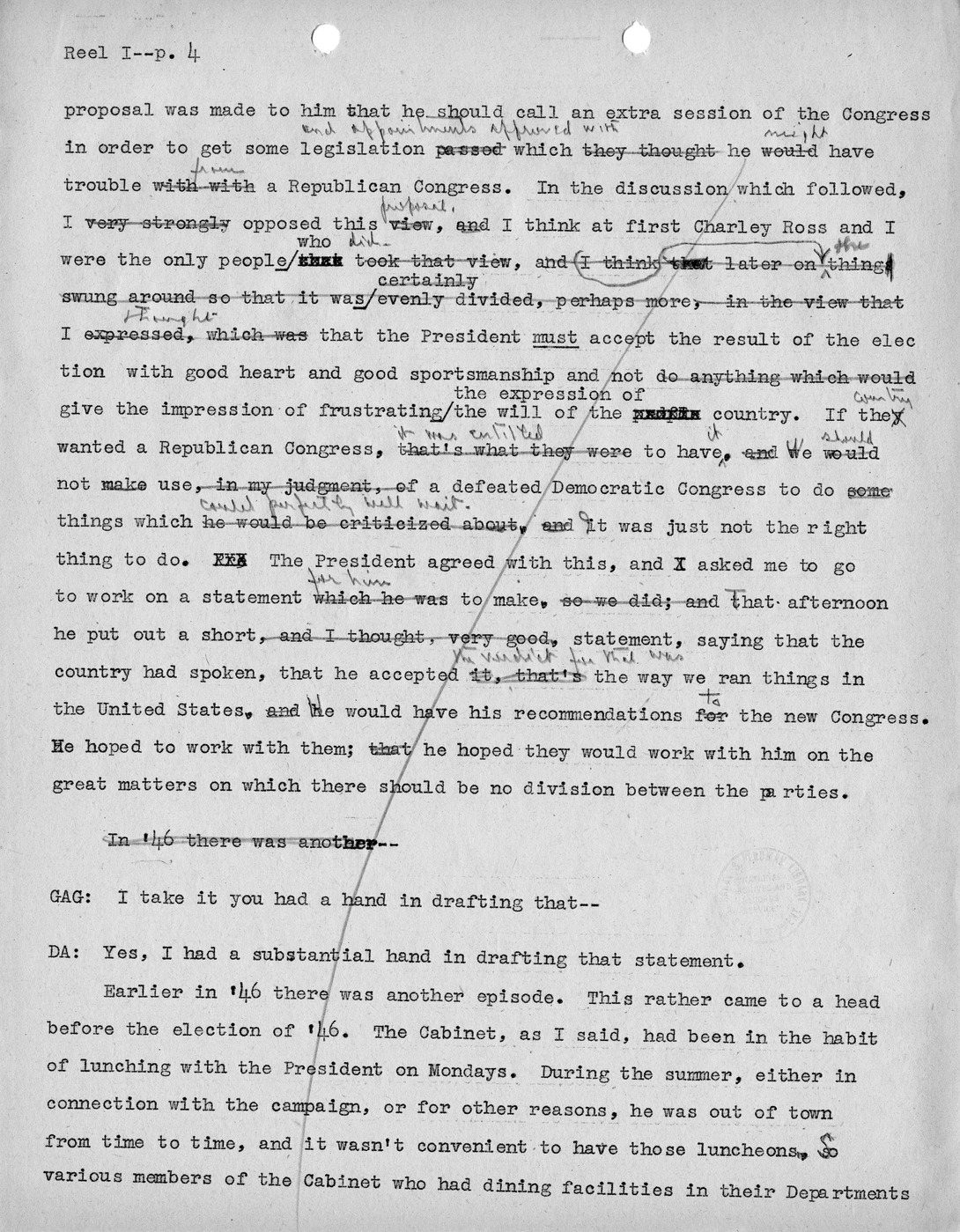 Transcript of Princeton Seminar Discussion, Reel I