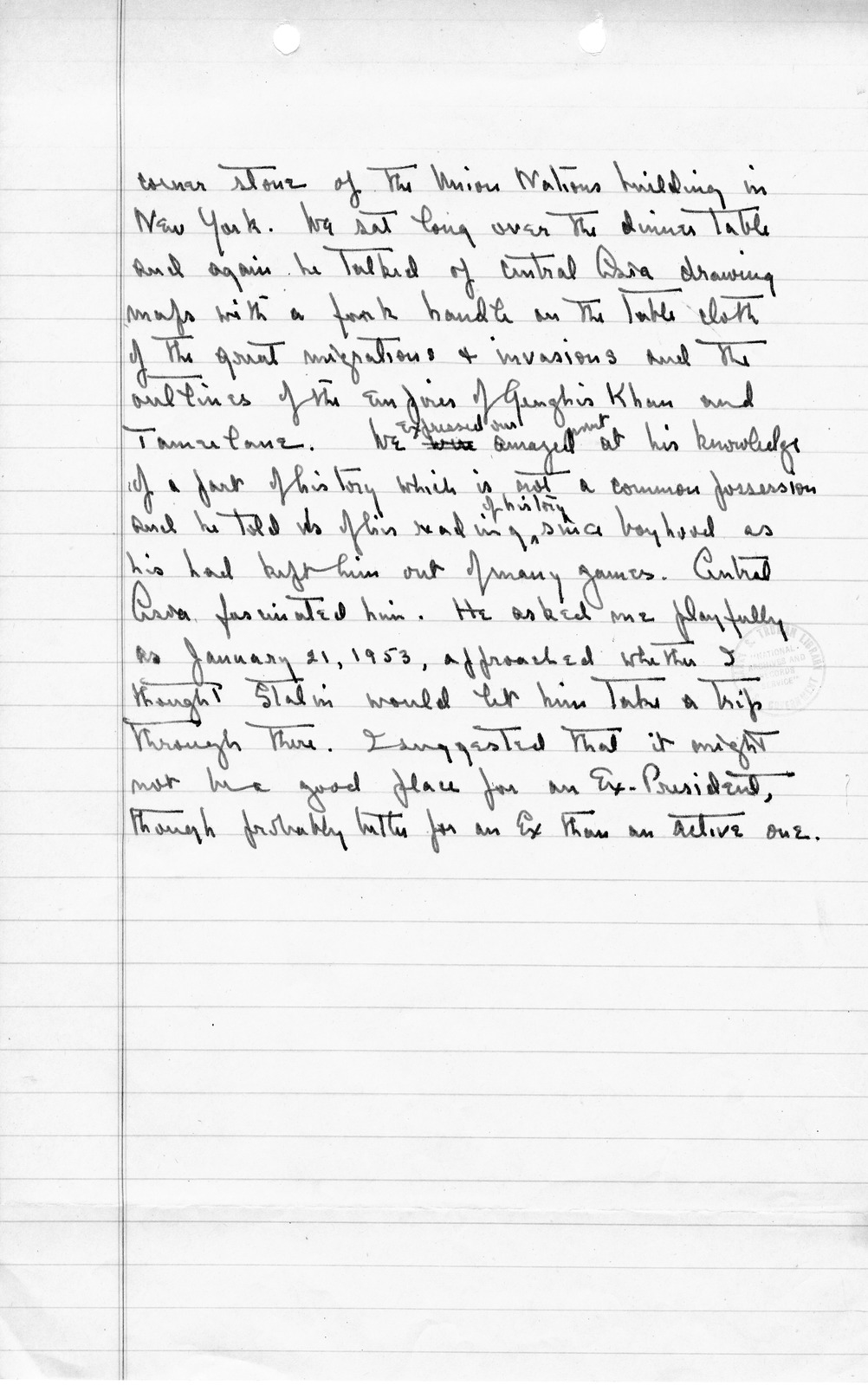 Handwritten Notes from Princeton Seminar Discussion, Reel 1, Insert B