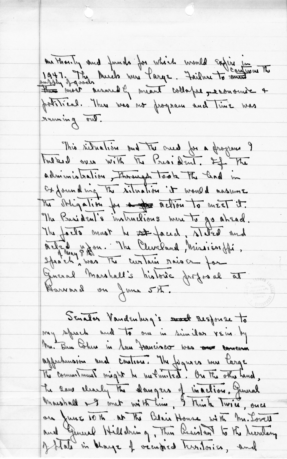 Handwritten Notes from Princeton Seminar Discussion, Reel 1, Insert B