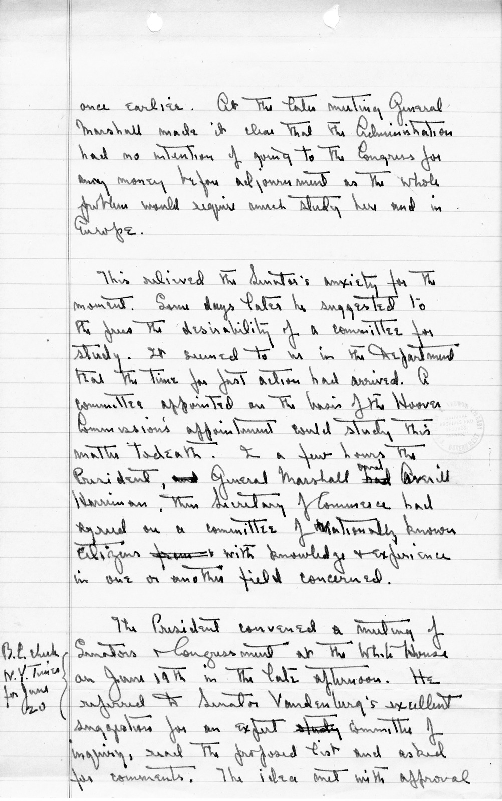 Handwritten Notes from Princeton Seminar Discussion, Reel 1, Insert B