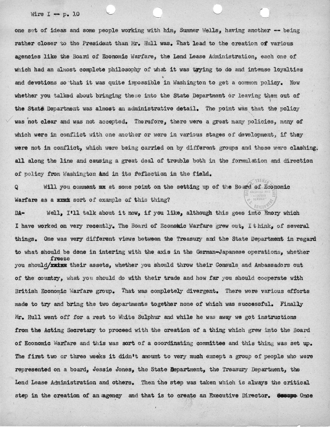 Transcript of Princeton Seminar Discussion, Wire I