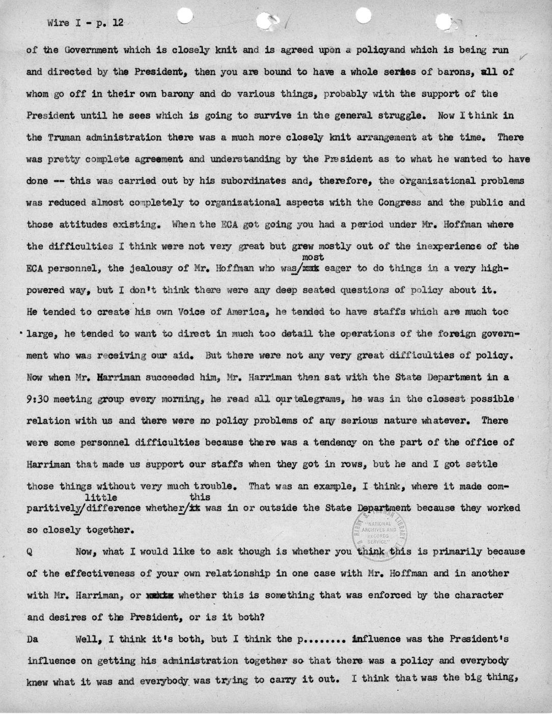 Transcript of Princeton Seminar Discussion, Wire I