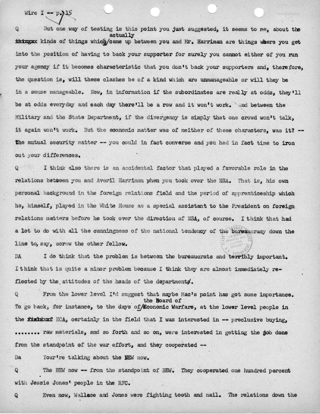 Transcript of Princeton Seminar Discussion, Wire I