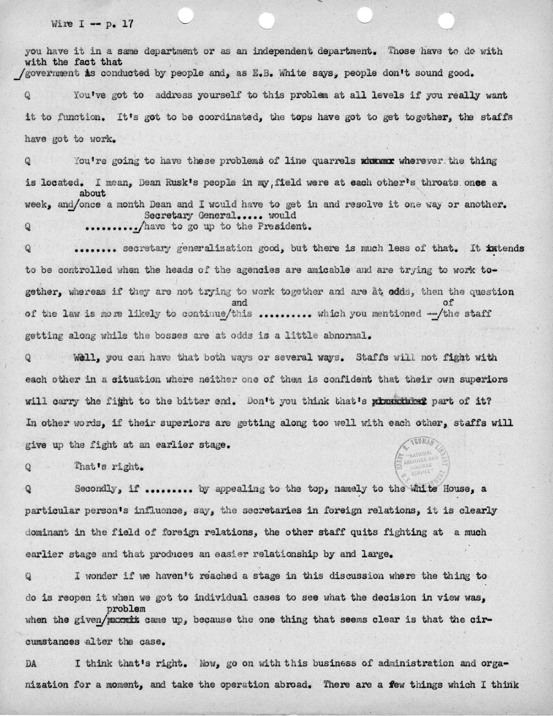 Transcript of Princeton Seminar Discussion, Wire I