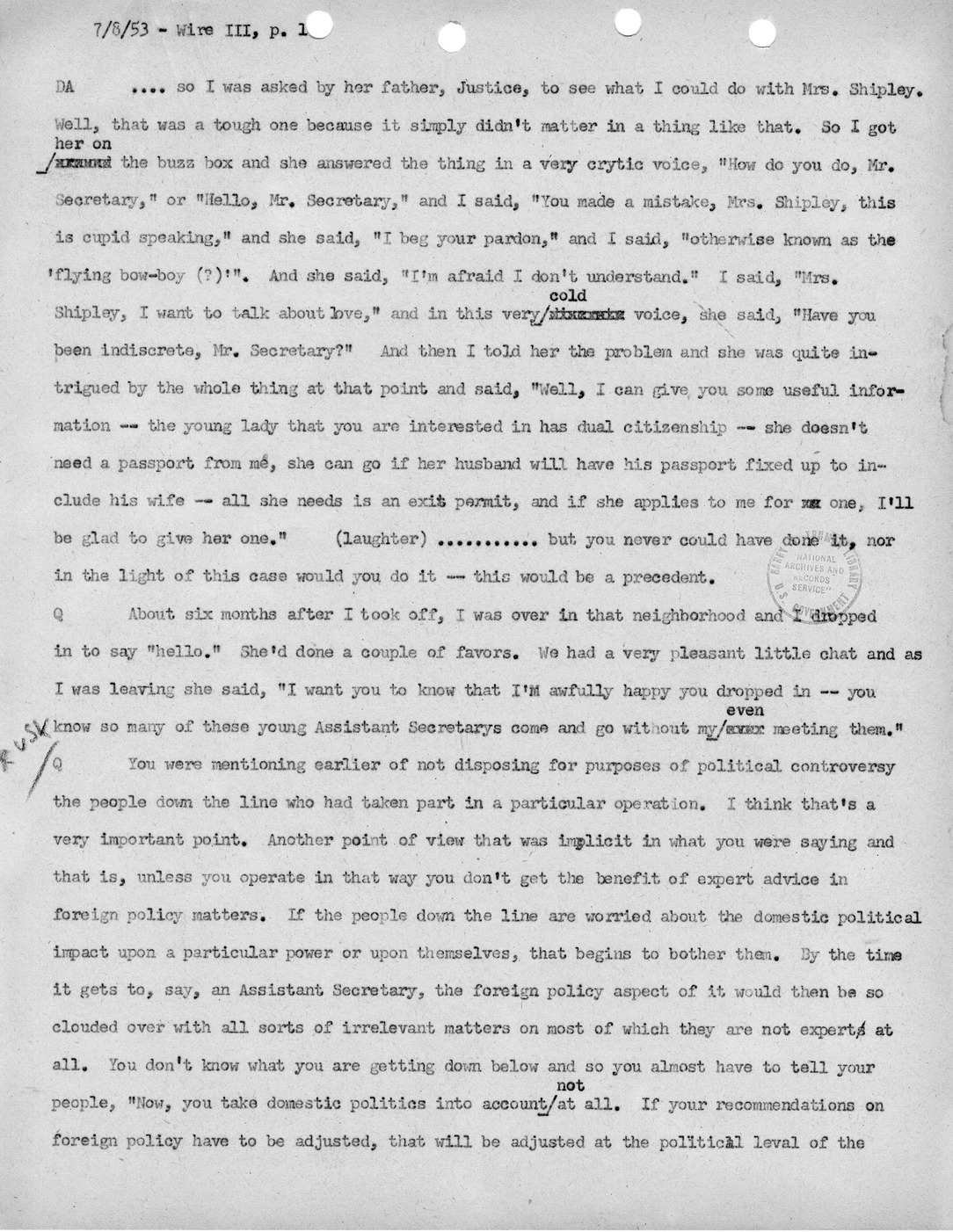 Transcript of Princeton Seminar Discussion, Wire III