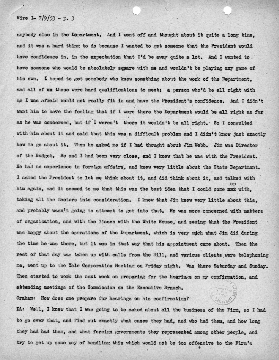 Transcript of Princeton Seminars Discussion, Wire I