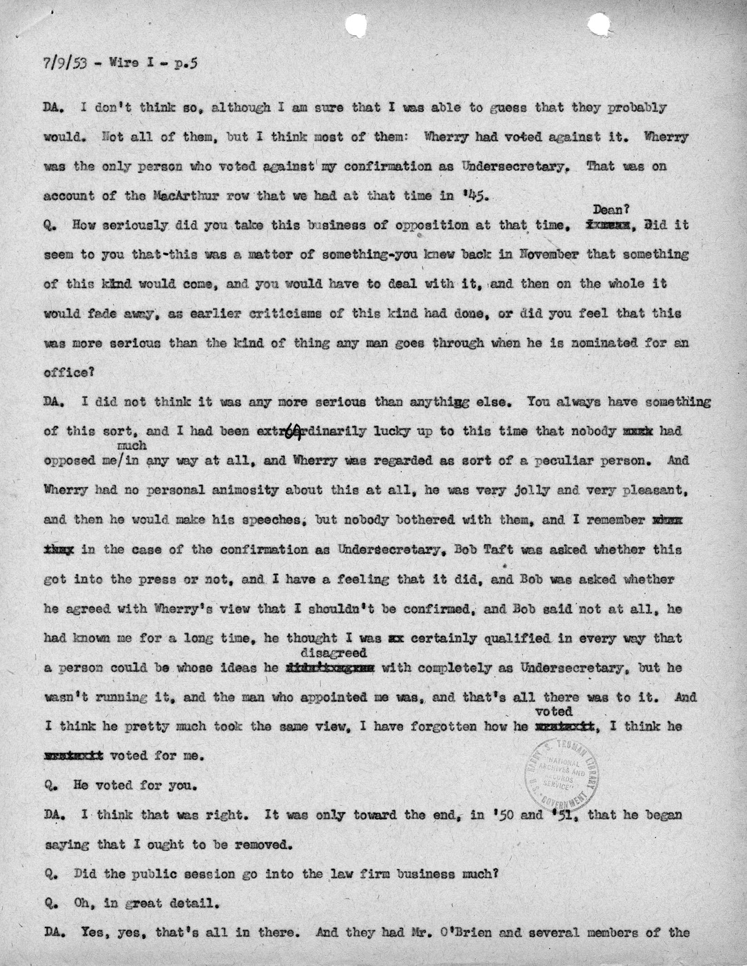 Transcript of Princeton Seminars Discussion, Wire I