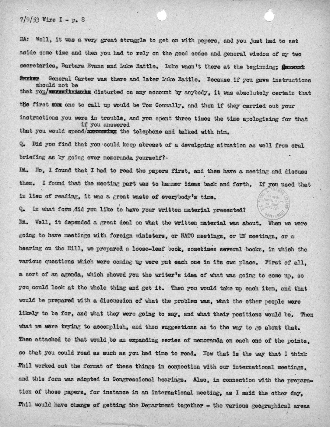 Transcript of Princeton Seminars Discussion, Wire I
