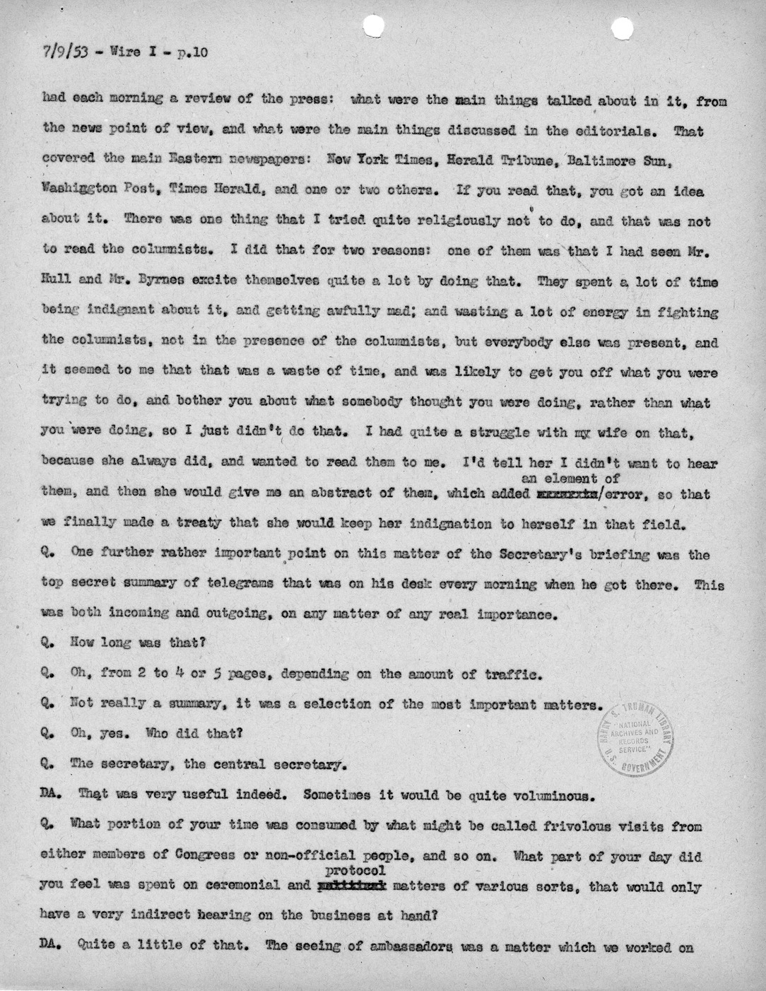 Transcript of Princeton Seminars Discussion, Wire I