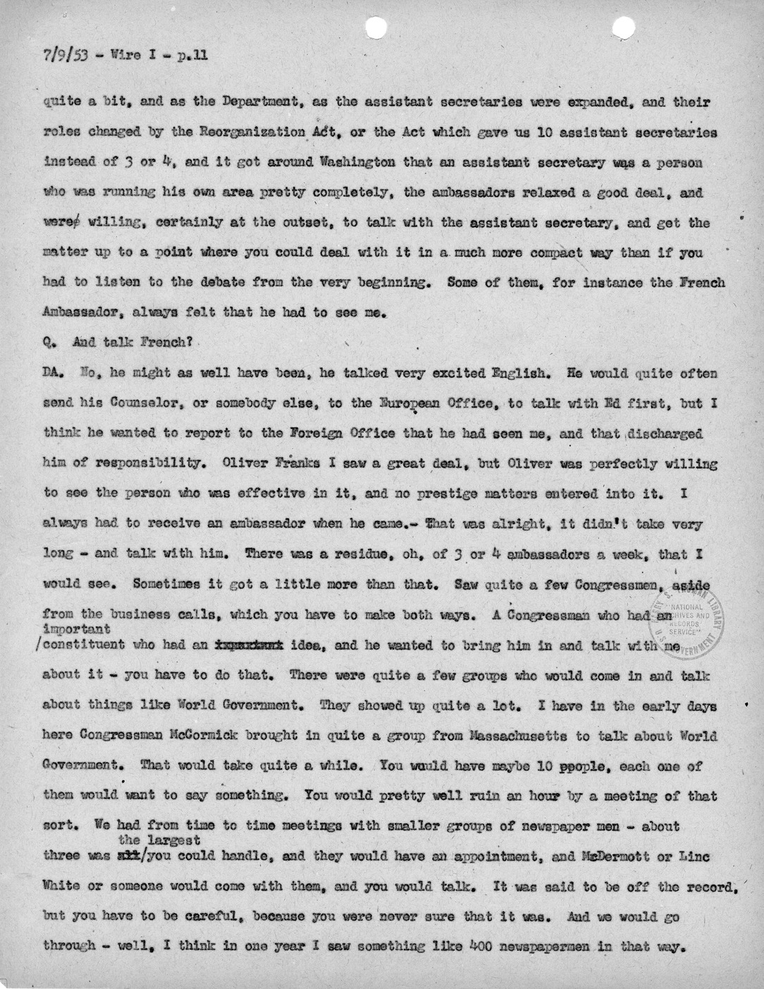 Transcript of Princeton Seminars Discussion, Wire I