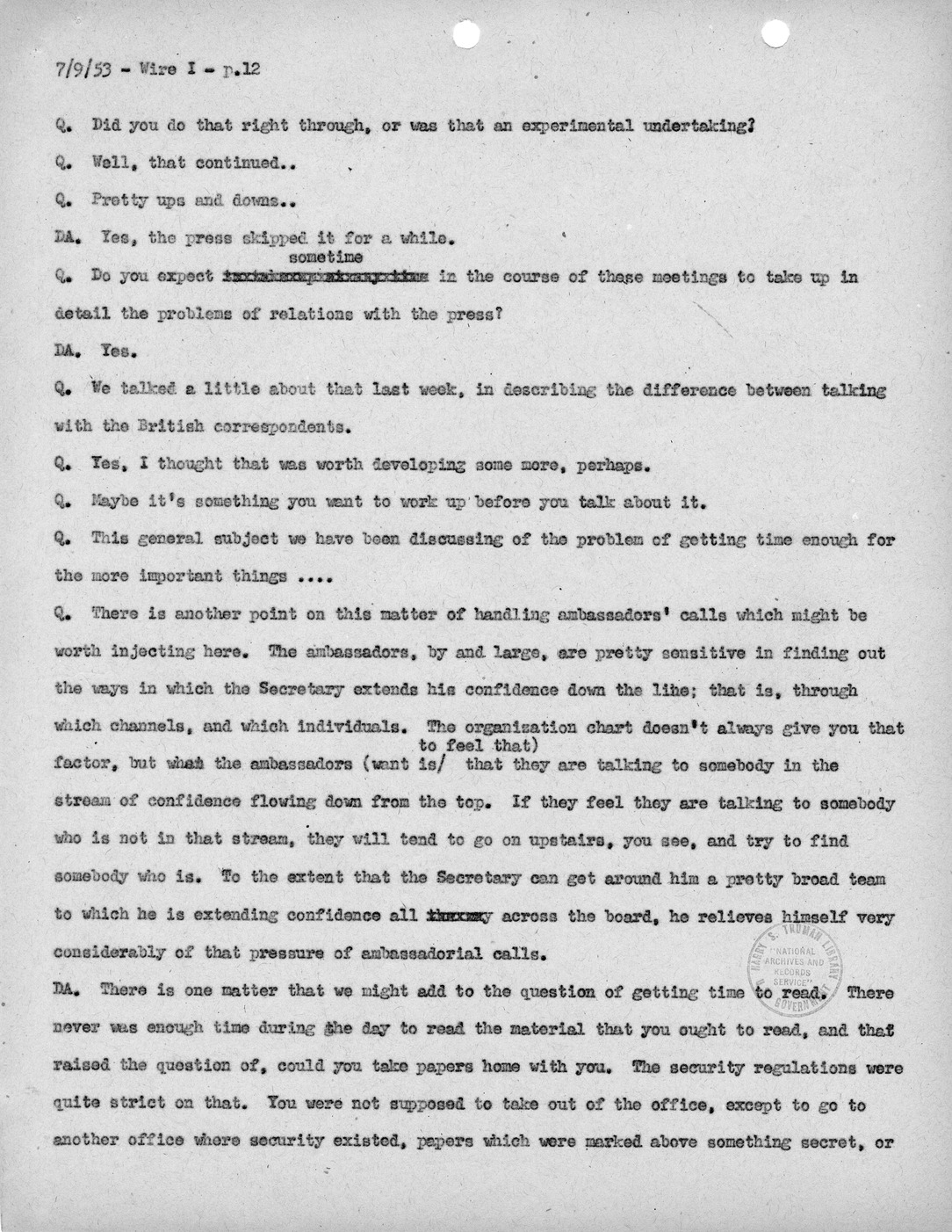 Transcript of Princeton Seminars Discussion, Wire I