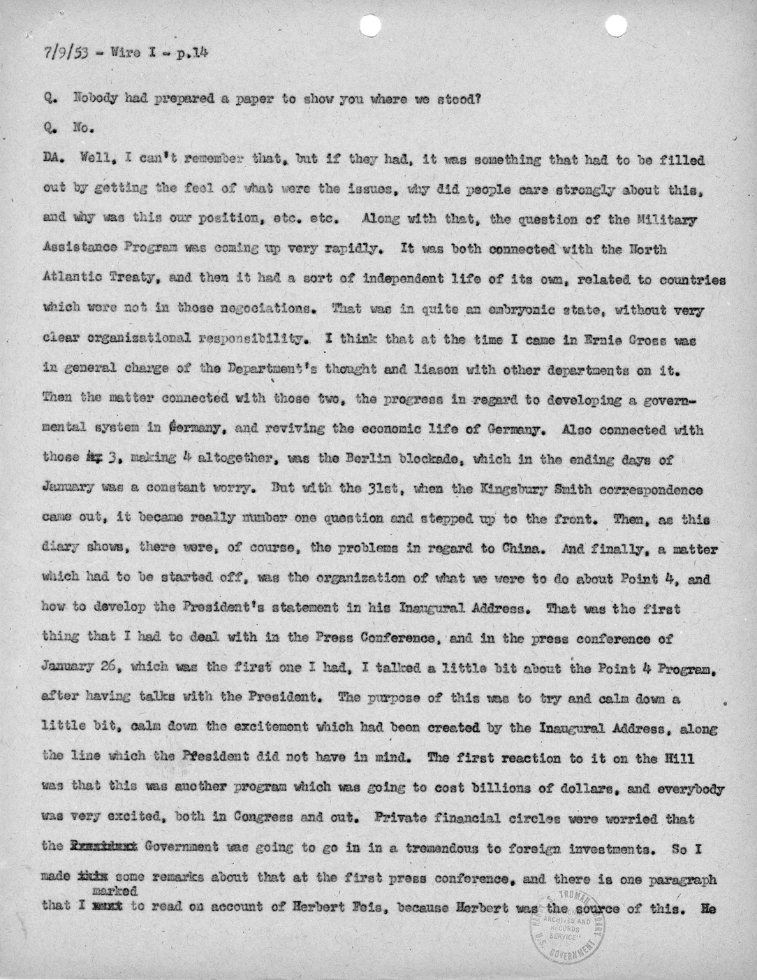 Transcript of Princeton Seminars Discussion, Wire I