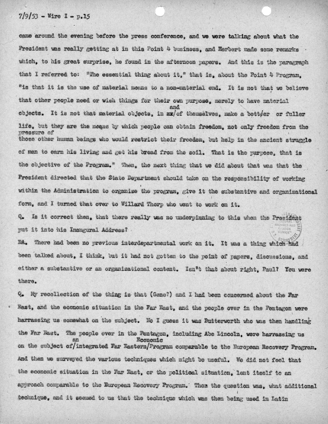 Transcript of Princeton Seminars Discussion, Wire I