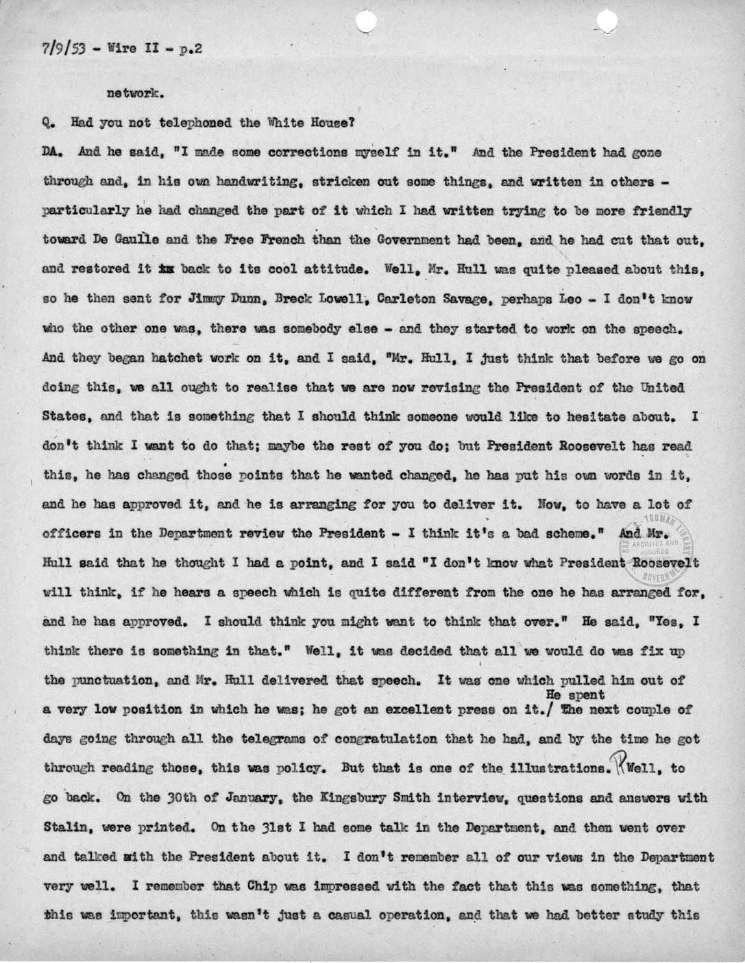 Transcript of Princeton Seminar Discussion, Wire II