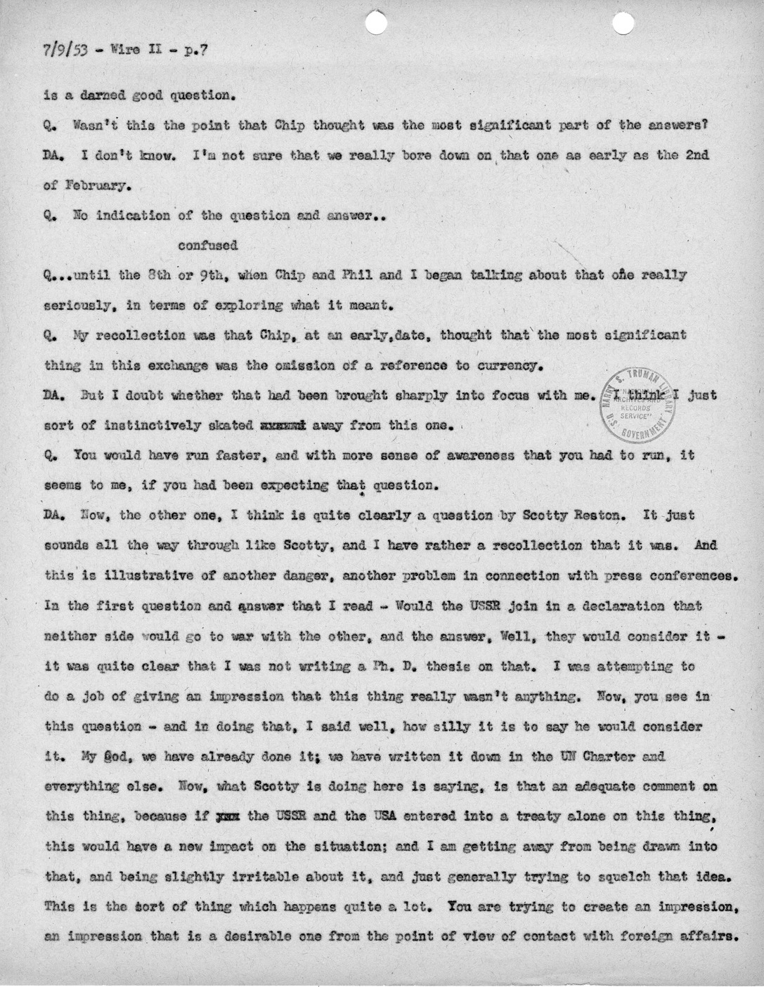 Transcript of Princeton Seminar Discussion, Wire II