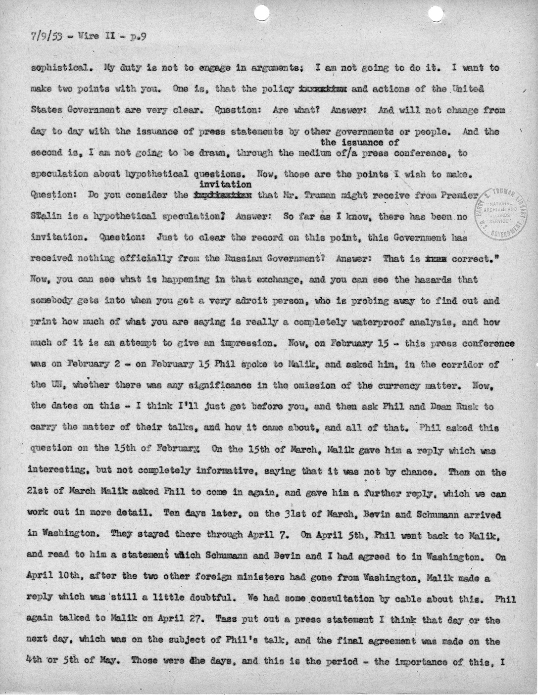 Transcript of Princeton Seminar Discussion, Wire II