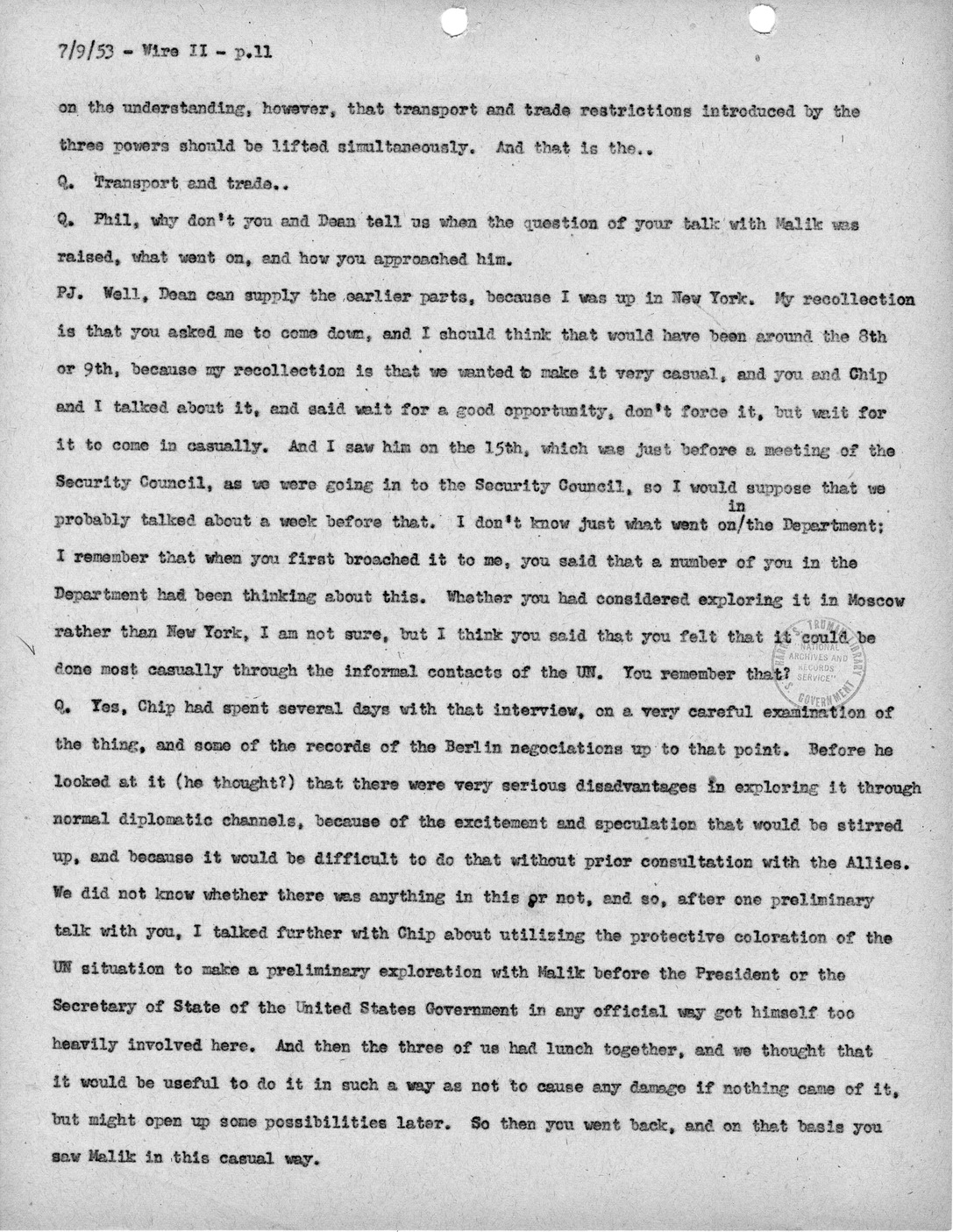 Transcript of Princeton Seminar Discussion, Wire II