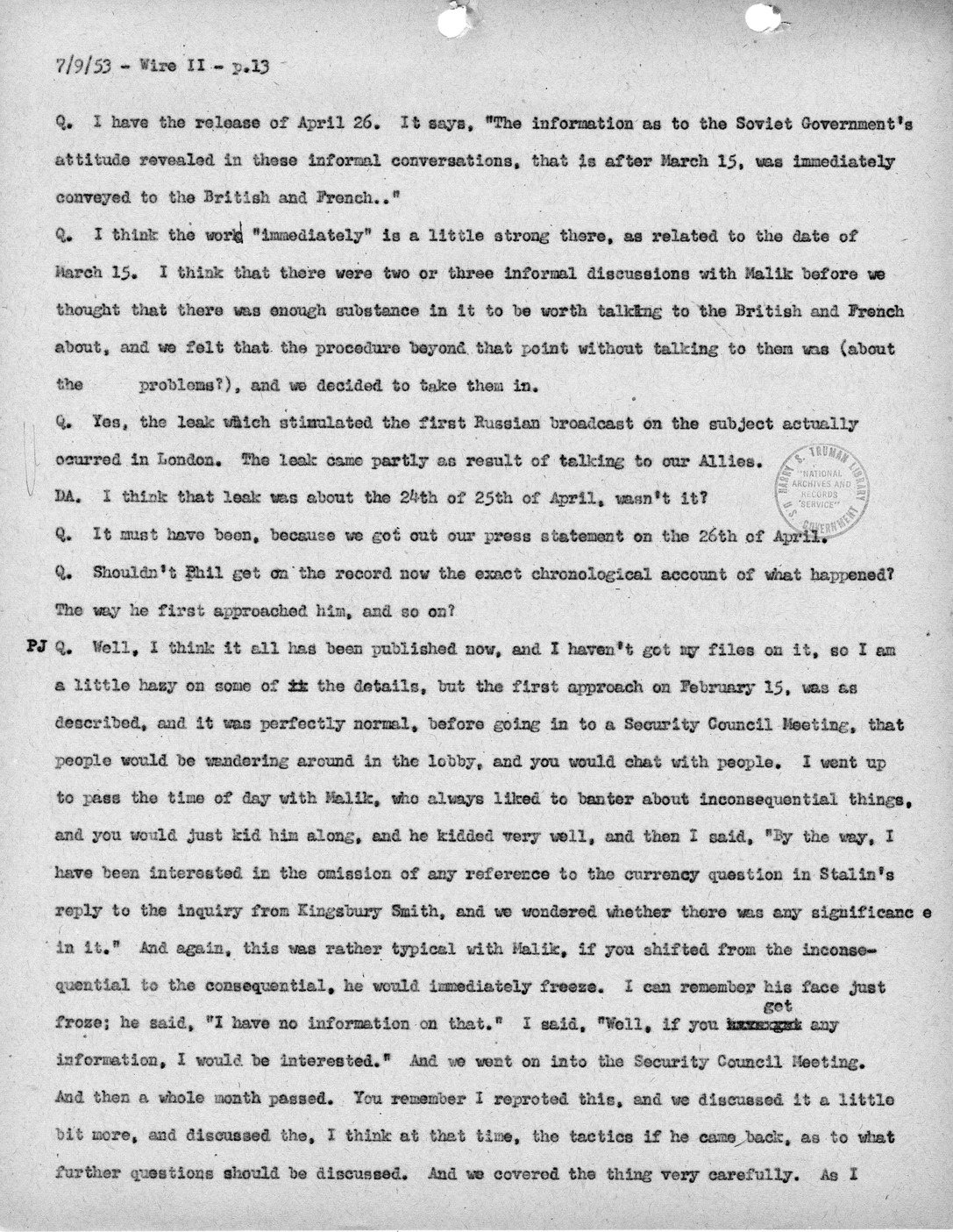 Transcript of Princeton Seminar Discussion, Wire II