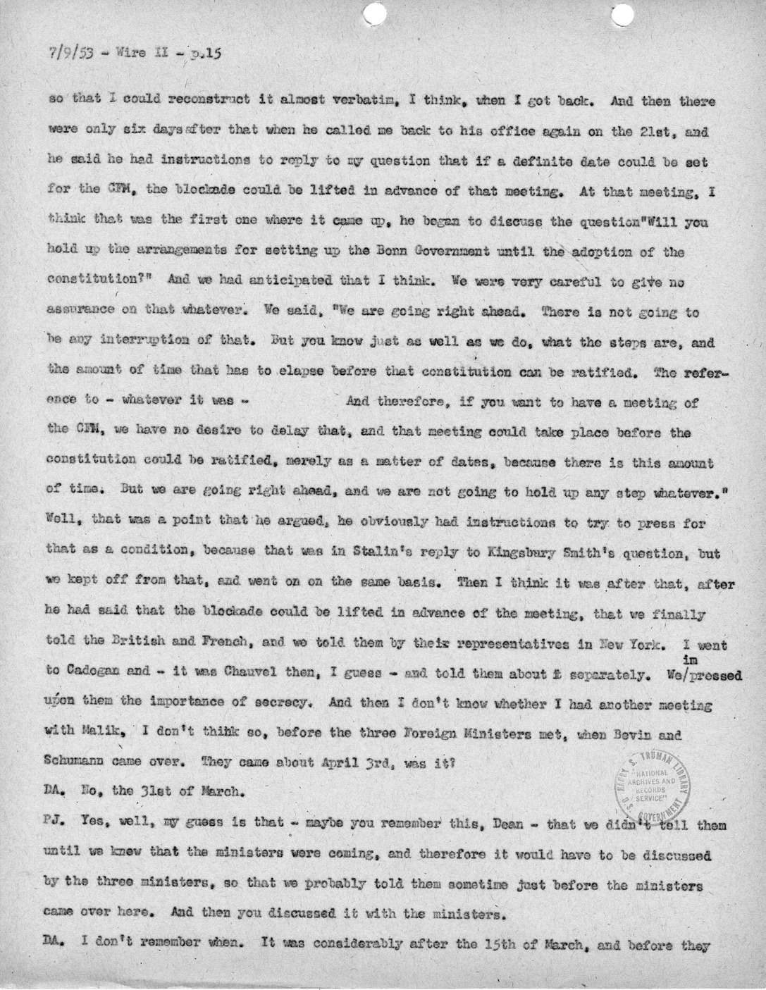 Transcript of Princeton Seminar Discussion, Wire II