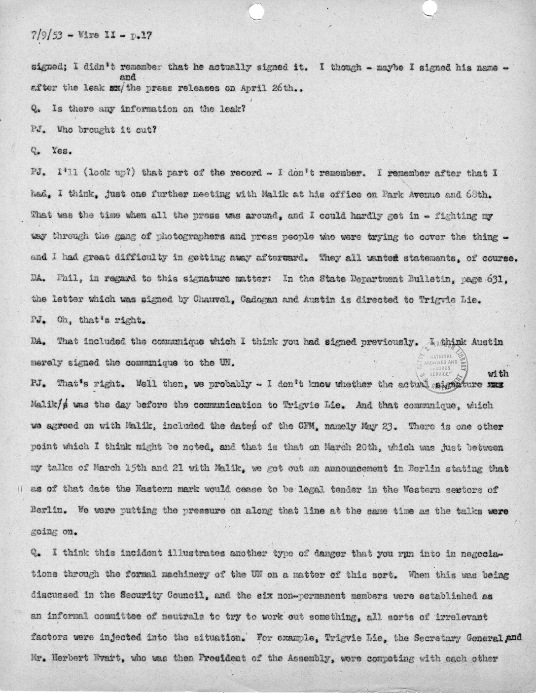 Transcript of Princeton Seminar Discussion, Wire II