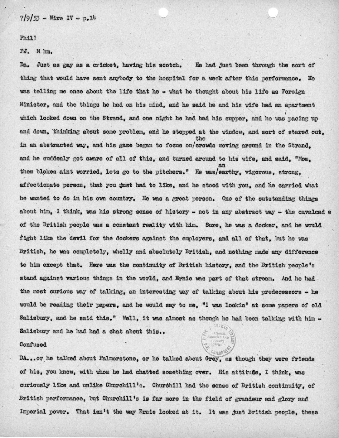 Transcript of Princeton Seminar Discussion, Wire IV