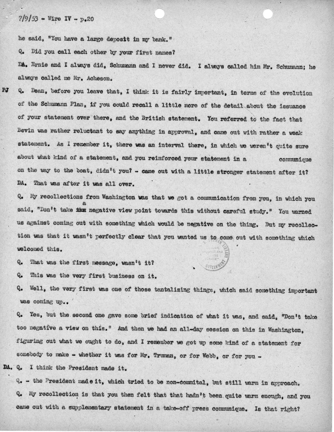Transcript of Princeton Seminar Discussion, Wire IV